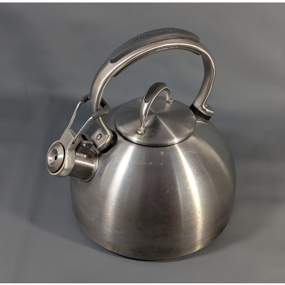 KitchenAid Stainless Steel Whistling Tea Kettle 2 Quart Stovetop Silver C-Handle